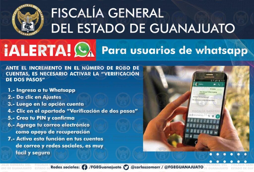 La Fiscalía General del Estado lanza alerta a los usuarios de WhatsApp